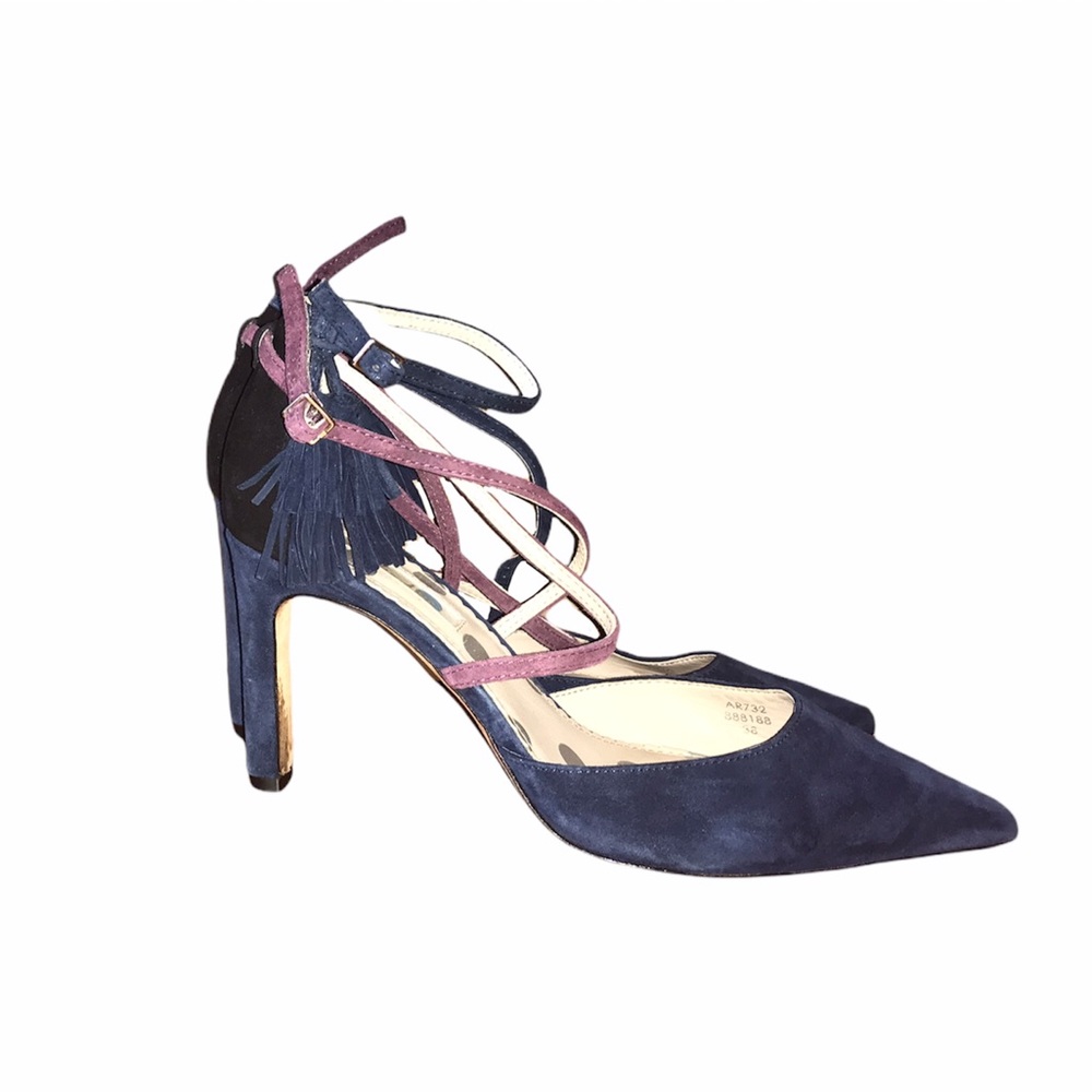 Boden Navy Purple Suede Point Toe Heel Tassel - Picture 10 of 16
